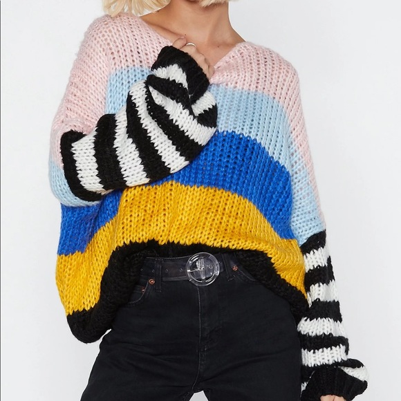 Nasty Gal Sweaters - Stripe Balloon Sleeve Sweater